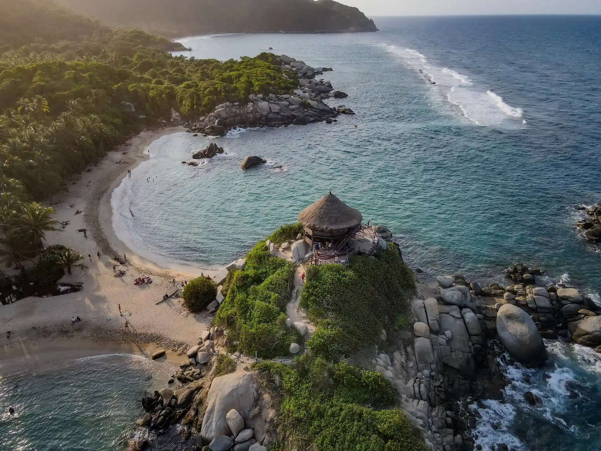 Aerial view of Tayrona National Park coastline